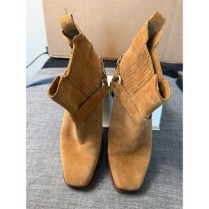 Sam Edelman Bellamie Camel Suede Harness Ankle Boots Size 8.5